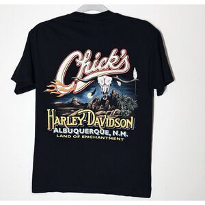 Vintage Harley Davidson Chicks Shirt‎ Mens S Black 90s USA Albuquerque EXCELLENT